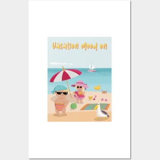 Vacation mood on - two cute kids having a sunny happy day on the beach Posters and Art